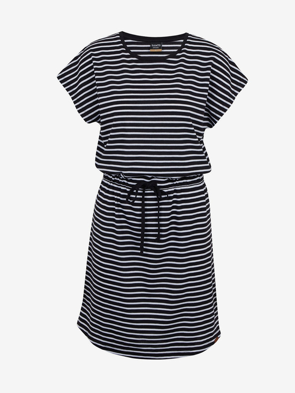 Sam 73 Bela in črna črtasta ženska obleka SAM73 Sagitta