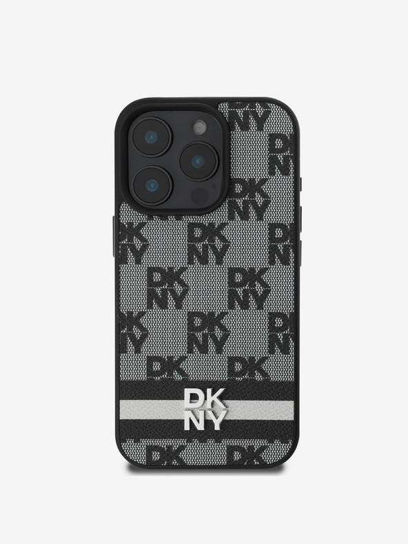 DKNY DKNY PU usnje s kvačkanim vzorcem in črto na hrbtni strani za iPhone 16 Pro črno