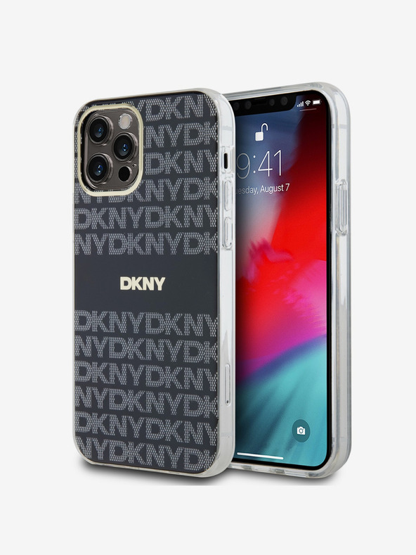 DKNY PC/TPU Repeat Pattern Tonal Stripe Magsafe Back Cover za iPhone 12/12 Pro Black DKNY