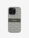 DKNY DKNY PU usnje s ponavljajočim se vzorcem v tonskih črtah Zadnji ovitek za iPhone 16 Pro Max Beige