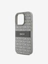 DKNY DKNY PU usnje s ponavljajočim se vzorcem v tonskih črtah Zadnji ovitek za iPhone 16 Pro Max Beige