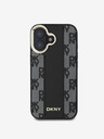 DKNY DKNY PU usnje s šahiranim vzorcem Magsafe hrbtni ovitek za iPhone 16 Plus črn
