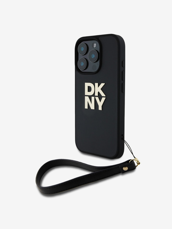 DKNY DKNY PU usnje z logotipom za zapestje hrbtni ovitek za iPhone 16 Pro Max Black Black