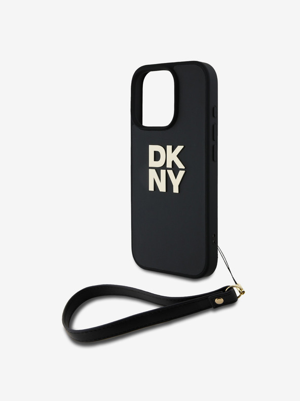 DKNY DKNY PU usnje z logotipom za zapestje hrbtni ovitek za iPhone 16 Pro Max Black Black