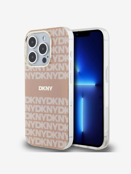 DKNY PC/TPU ponavljajoči se vzorec Tonal Stripe Magsafe zadnji ovitek za iPhone 14 Pro Pink DKNY