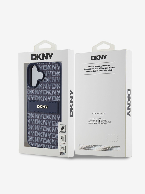 DKNY DKNY PU usnje s ponavljajočim se vzorcem in črto za iPhone 16 Modra