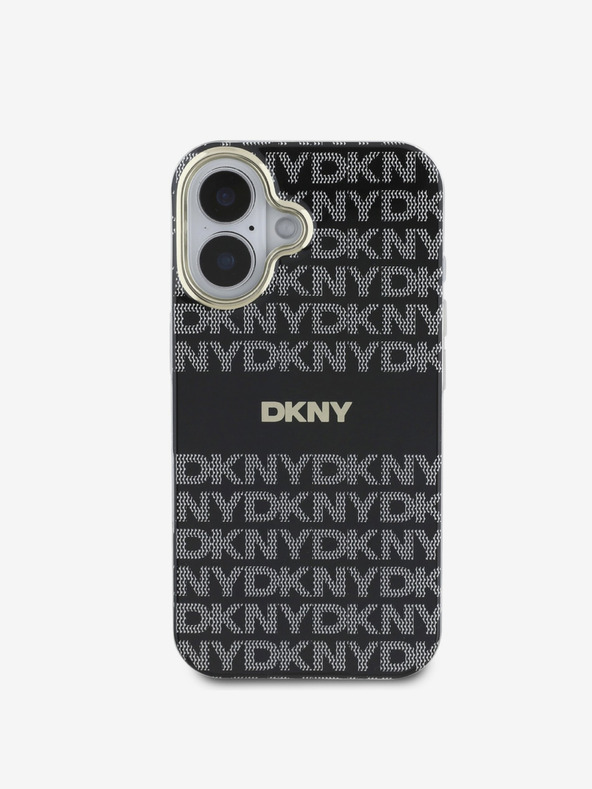 DKNY DKNY PC/TPU ponavljajoči se vzorec Tonal Stripe Magsafe hrbtni ovitek za iPhone 16 črn