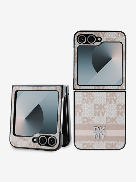 DKNY DKNY PU usnje s kvačkanim vzorcem in črto na hrbtni strani za Samsung Galaxy Z Flip 6 roza