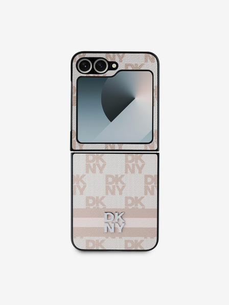DKNY DKNY PU usnje s kvačkanim vzorcem in črto na hrbtni strani za Samsung Galaxy Z Flip 6 roza