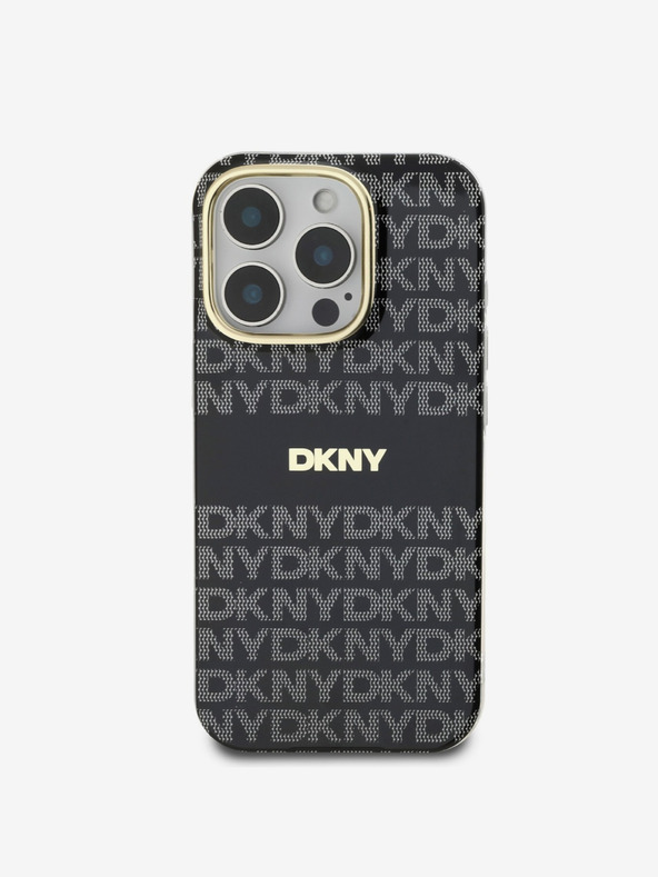 DKNY DKNY PC/TPU ponavljajoči se vzorec Tonal Stripe Magsafe hrbtni ovitek za iPhone 16 Pro črn