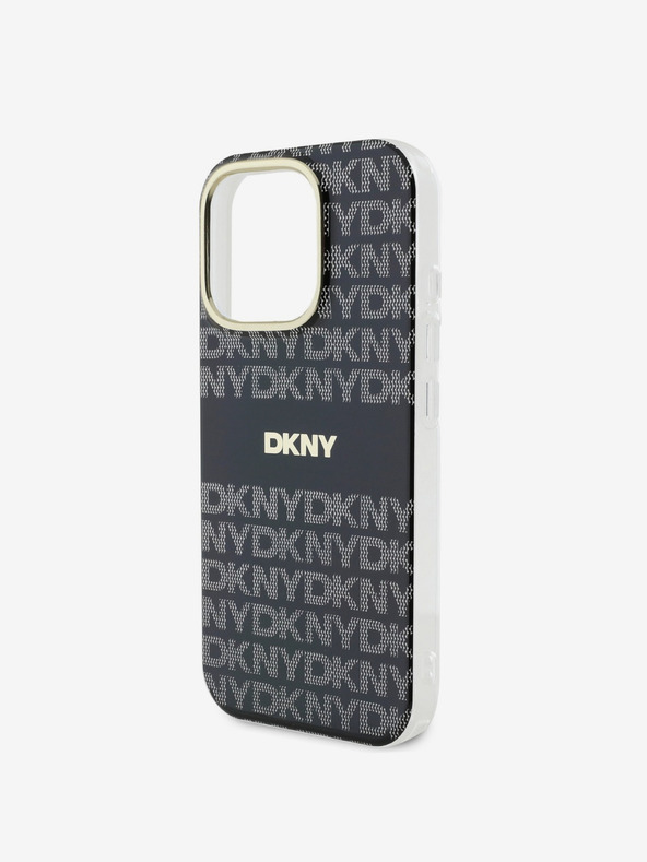 DKNY DKNY PC/TPU ponavljajoči se vzorec Tonal Stripe Magsafe hrbtni ovitek za iPhone 16 Pro črn