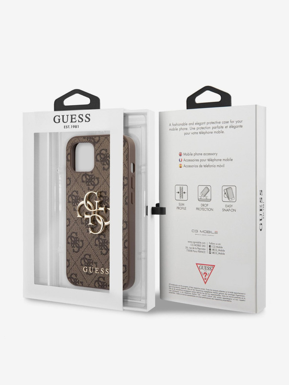 Guess Guess PU 4G Metal Logo Back Cover za iPhone 13 Brown