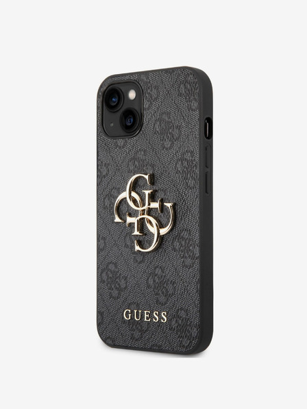 Guess PU 4G Metal Logo Zadní Kryt pro iPhone 14 Grey Ovitek za telefon