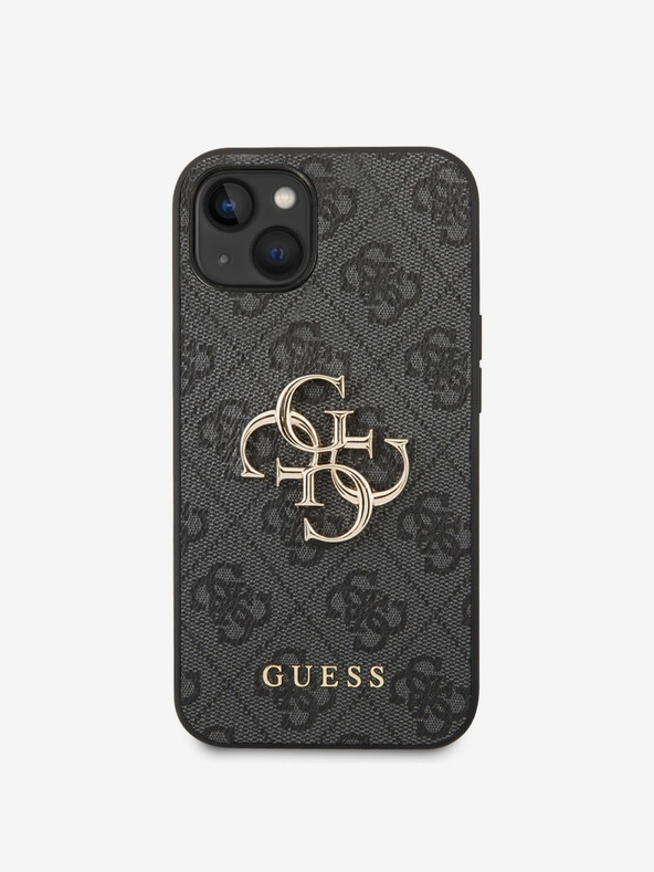 Guess PU 4G Metal Logo Zadní Kryt pro iPhone 14 Grey Ovitek za telefon