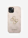 Guess PU 4G Metal Logo Zadní Kryt pro iPhone 15 Pink Ovitek za telefon