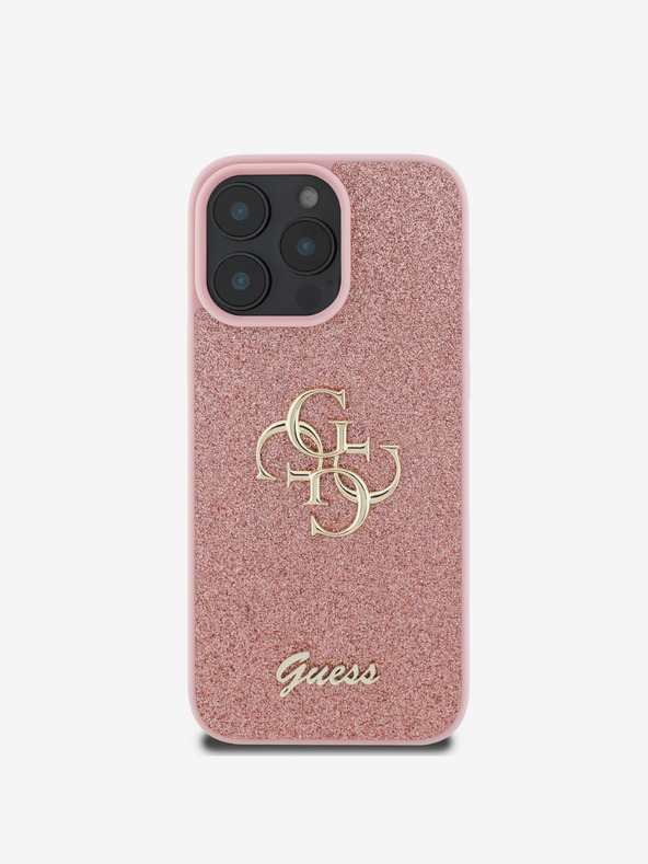 Guess Guess PU Fixed Glitter 4G Metal Logo Back Cover za iPhone 16 Pro Max Pink