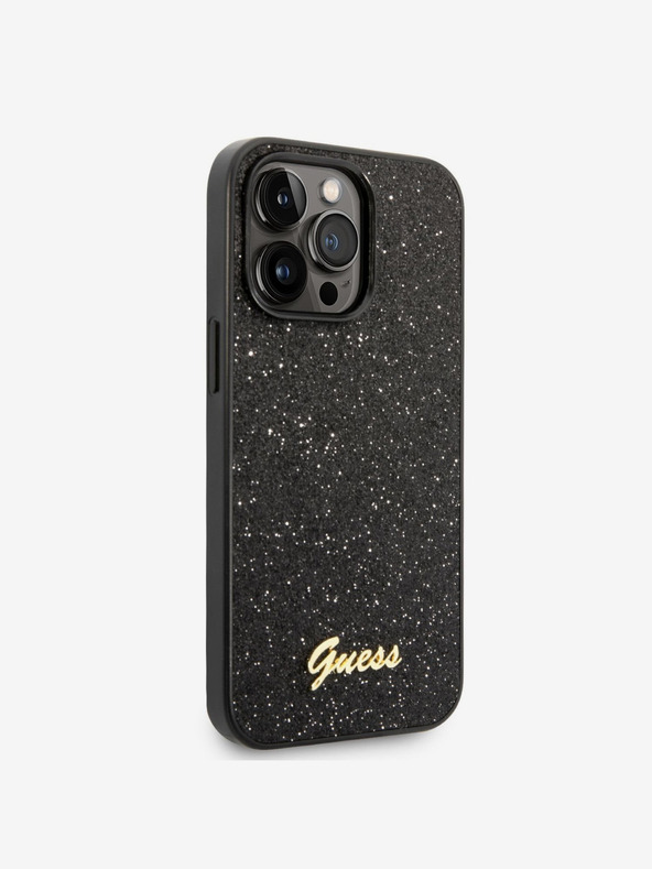 Guess Guess PC/TPU Glitter Flakes Metal Logo Back Cover za iPhone 14 Pro Max Black