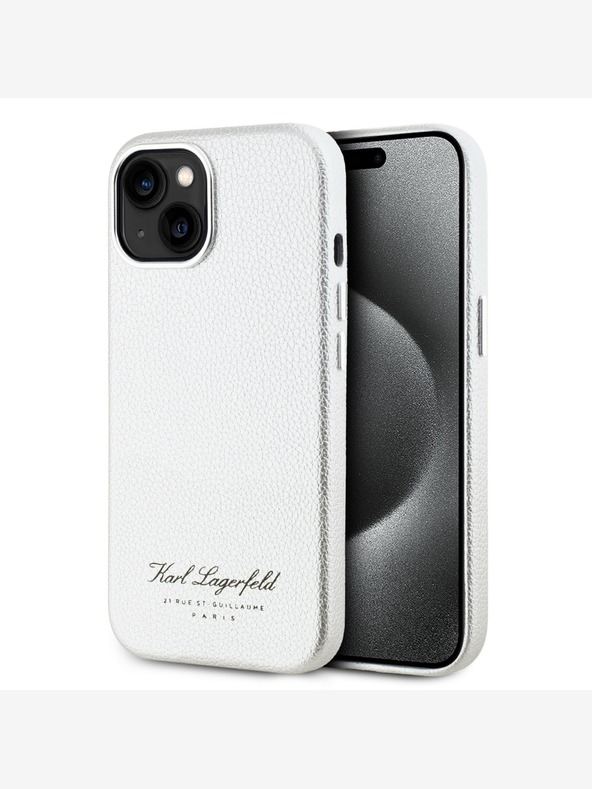 Karl Lagerfeld Sivkast PU Hotel RSG hrbtni ovitek za iPhone 15 siv Karl Lagerfeld