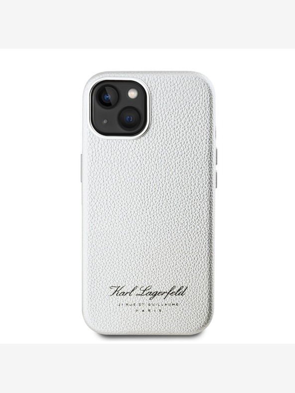 Karl Lagerfeld Sivkast PU Hotel RSG hrbtni ovitek za iPhone 15 siv Karl Lagerfeld