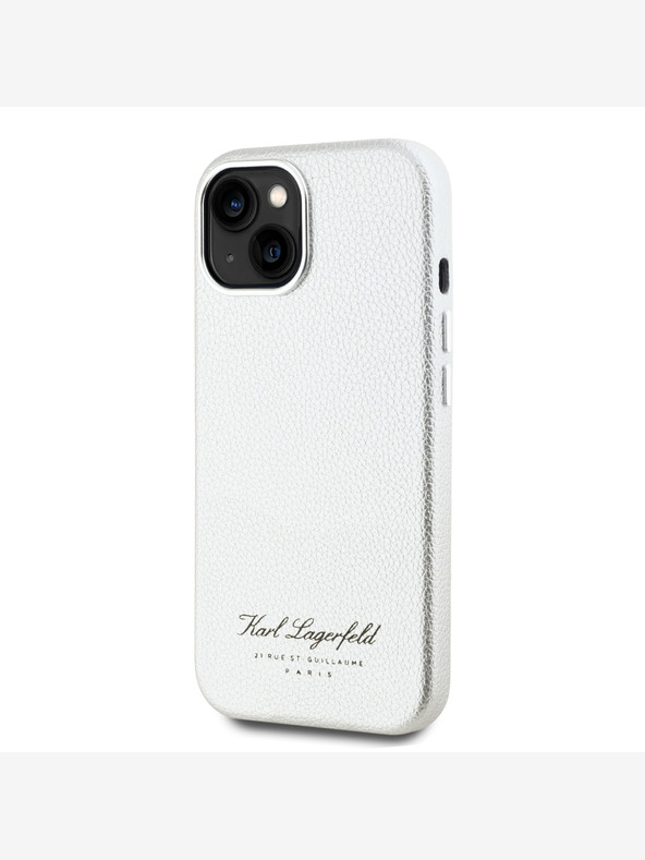 Karl Lagerfeld Sivkast PU Hotel RSG hrbtni ovitek za iPhone 15 siv Karl Lagerfeld