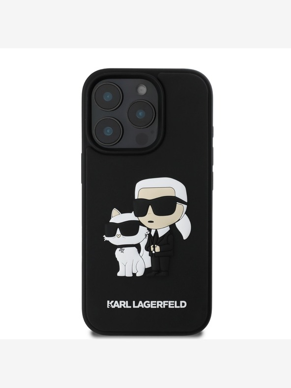 Karl Lagerfeld Karl Lagerfeld PU Saffiano Karl and Choupette hrbtni ovitek za iPhone 16 Pro Max črn