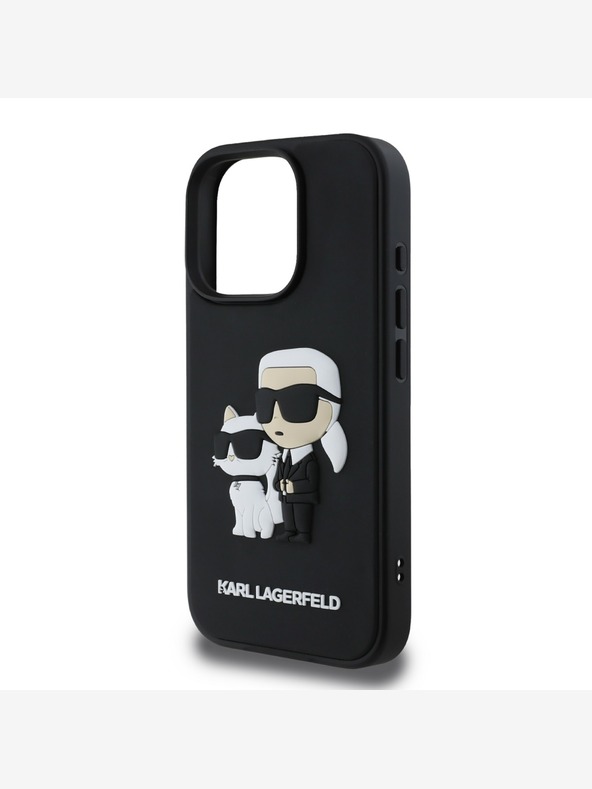 Karl Lagerfeld Karl Lagerfeld PU Saffiano Karl and Choupette hrbtni ovitek za iPhone 16 Pro Max črn
