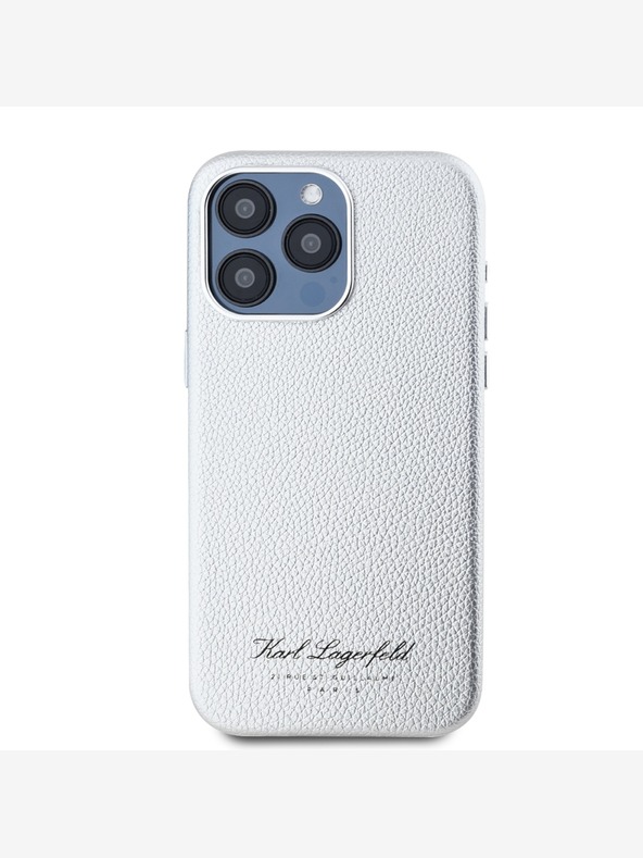 Karl Lagerfeld Hrbtni ovitek Grained PU Hotel RSG za iPhone 15 Pro Grey Karl Lagerfeld