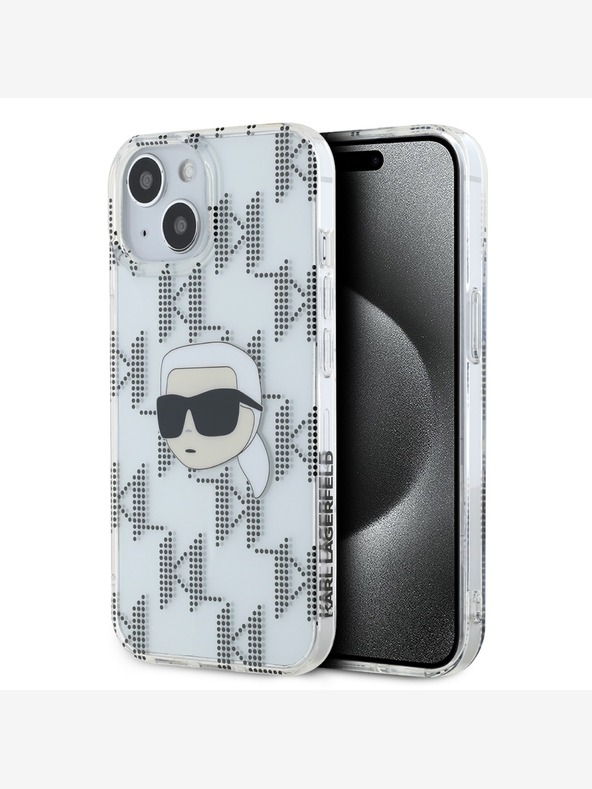 Karl Lagerfeld Karl Lagerfeld IML galvaniziran hrbtni pokrov Karl Head za iPhone 15 pro prozoren