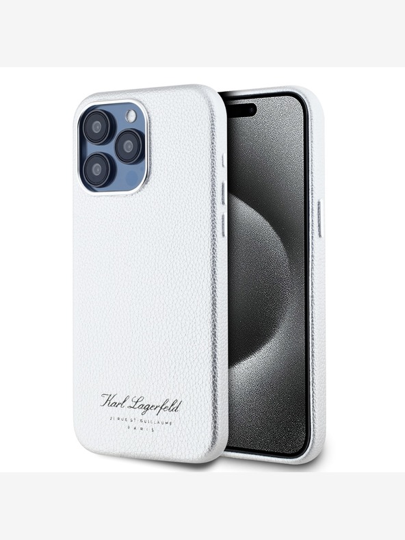 Karl Lagerfeld Hrbtni ovitek Grained PU Hotel RSG za iPhone 15 Pro Max Grey Karl Lagerfeld