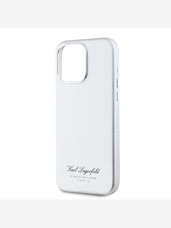 Karl Lagerfeld Hrbtni ovitek Grained PU Hotel RSG za iPhone 15 Pro Max Grey Karl Lagerfeld