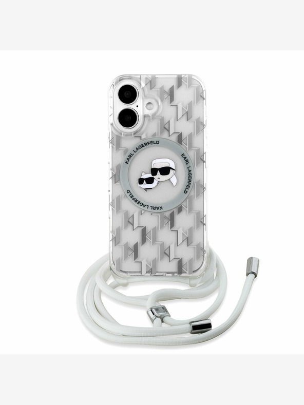 Karl Lagerfeld Karl Lagerfeld IML Monogram Crossbody K&CH Heads MagSafe hrbtni ovitek za iPhone 16 prozoren