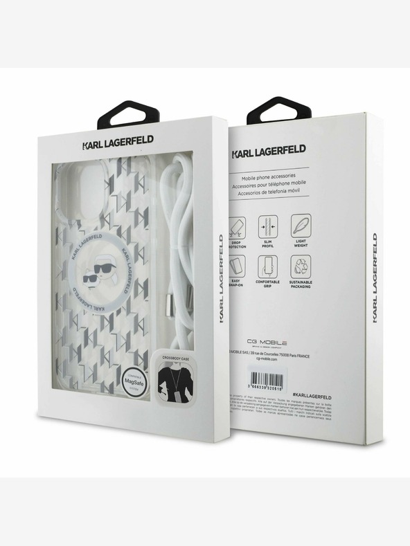 Karl Lagerfeld Karl Lagerfeld IML Monogram Crossbody K&CH Heads MagSafe Back Cover za iPhone 16 Pro Transparent