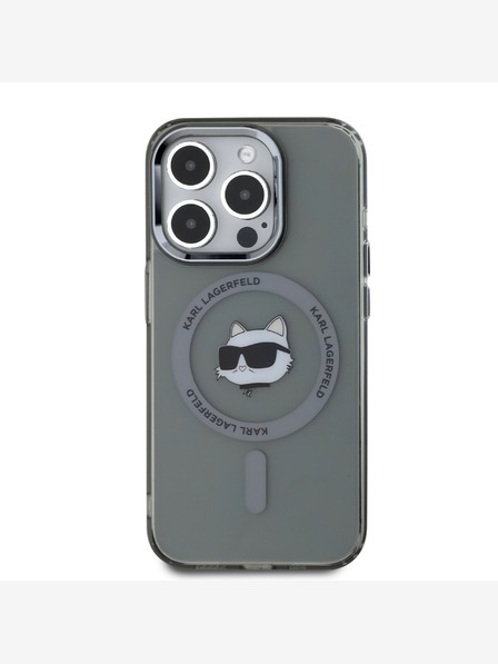 Karl Lagerfeld Karl Lagerfeld IML Choupette Head Metal Frame MagSafe Back Cover za iPhone 15 Pro Black Black