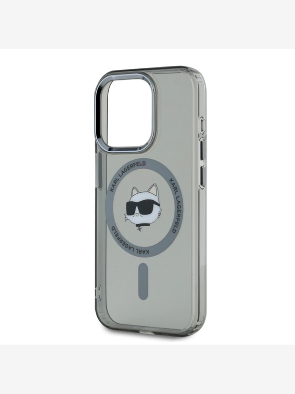 Karl Lagerfeld Karl Lagerfeld IML Choupette Head Metal Frame MagSafe Back Cover za iPhone 15 Pro Black Black