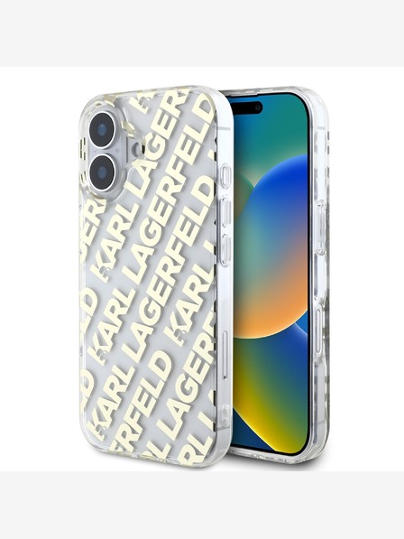 Karl Lagerfeld Karl Lagerfeld IML galvaniziran ponavljajoči se logotip hrbtni ovitek za iPhone 16 zlati