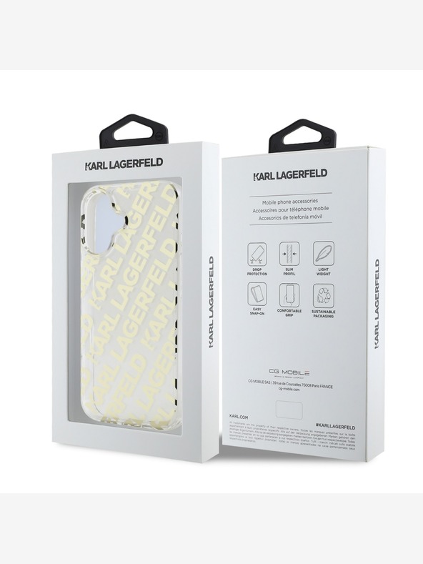 Karl Lagerfeld Karl Lagerfeld IML galvaniziran ponavljajoči se logotip hrbtni ovitek za iPhone 16 zlati