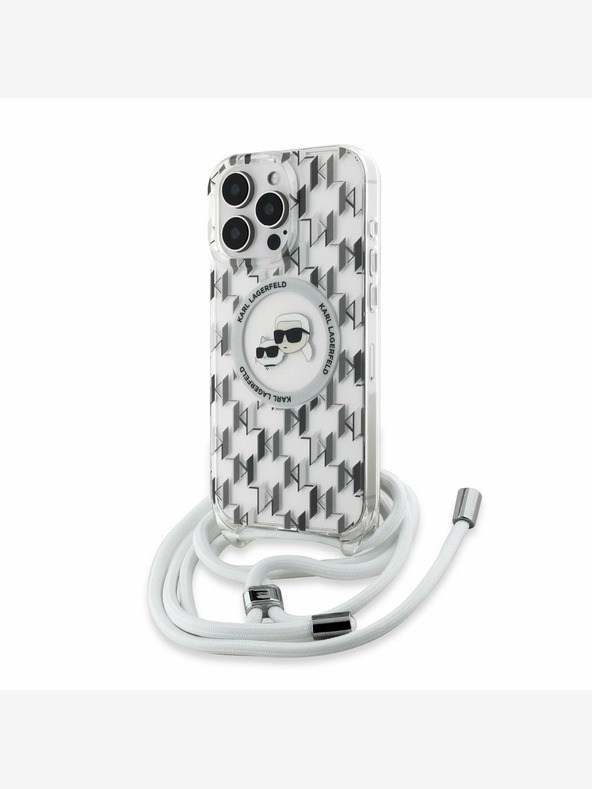 Karl Lagerfeld Karl Lagerfeld IML Monogram Crossbody K&CH Heads MagSafe Back Cover za iPhone 16 Pro Max Transparent