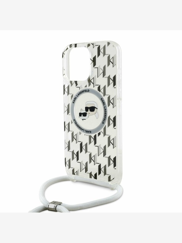 Karl Lagerfeld Karl Lagerfeld IML Monogram Crossbody K&CH Heads MagSafe Back Cover za iPhone 16 Pro Max Transparent