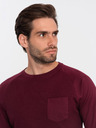 Ombre Clothing Moška osnovna majica bordo barve z žepom Ombre Clothing