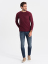 Ombre Clothing Moška osnovna majica bordo barve z žepom Ombre Clothing