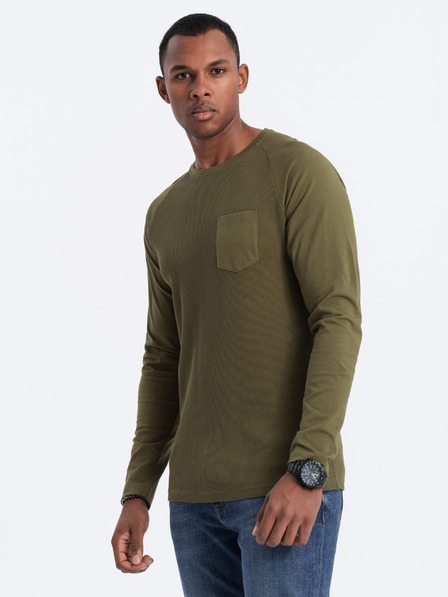 Ombre Clothing Kaki moška osnovna majica z žepom Ombre Clothing