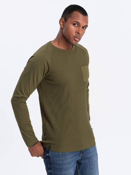 Ombre Clothing Kaki moška osnovna majica z žepom Ombre Clothing