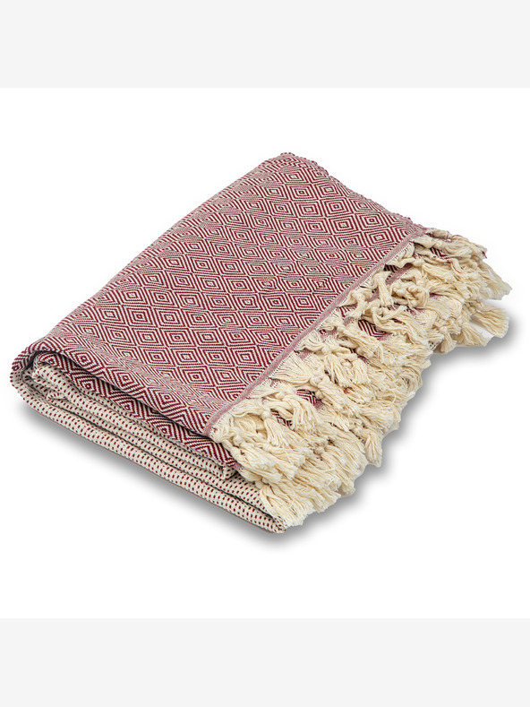 Balkanova Bombažno pregrinjalo Nefes III - češnjevo rdeče