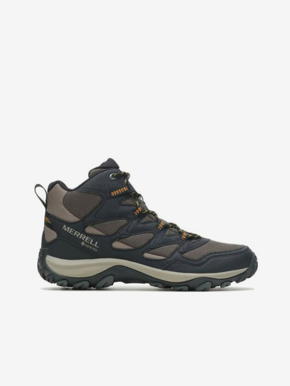 Merrell Rjavo-črne moške gležnjarske zunanje superge MERRELL West Rim Sport Mid GTX