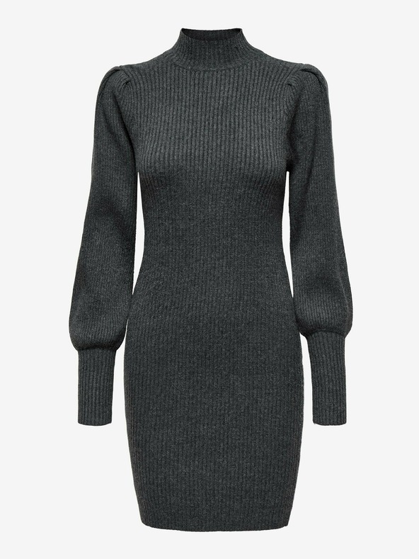 ONLY Temno siva rebrasta puloverska obleka ONLY Katia