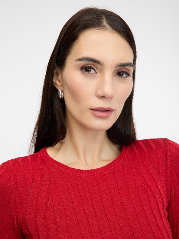 Orsay Rdeča ženska majica z dolgimi rokavi ORSAY