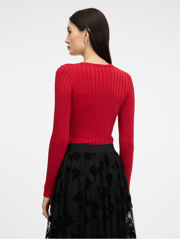 Orsay Rdeča ženska majica z dolgimi rokavi ORSAY