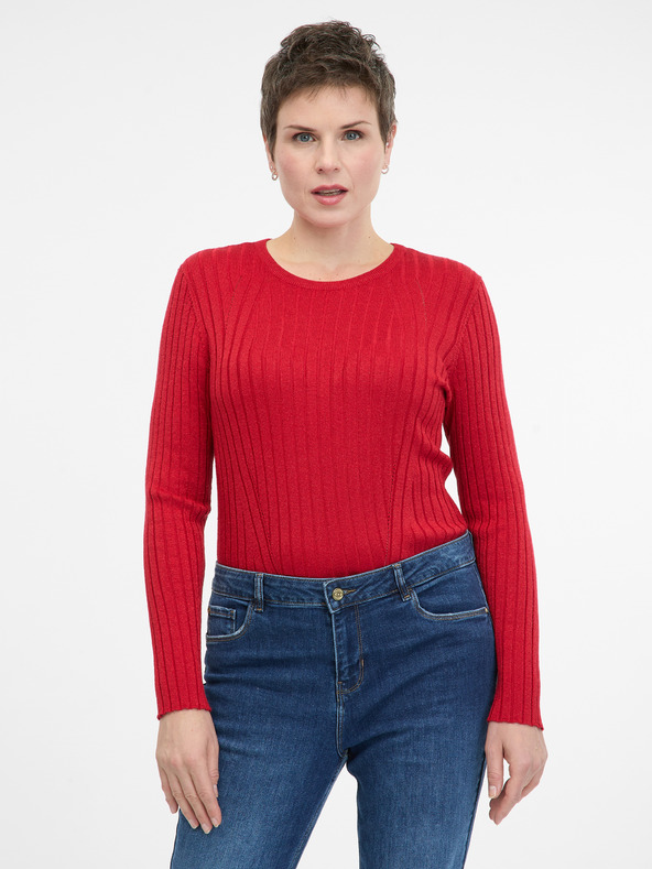 Orsay Rdeča ženska majica z dolgimi rokavi ORSAY