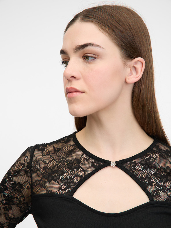 Orsay Črn ženski bodi z dolgimi rokavi ORSAY