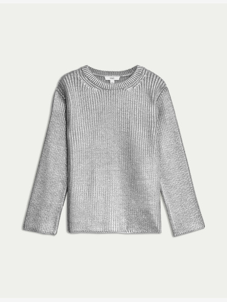 Marks & Spencer Rebrasti kovinski pulover z okroglim vratom Marks & Spencer srebrna